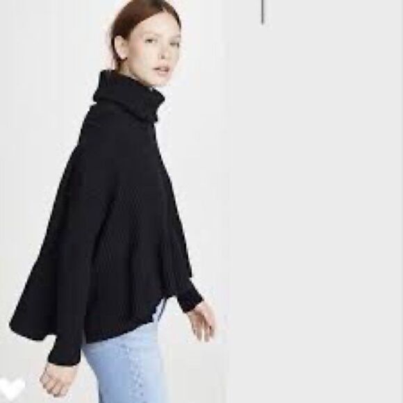 NWT Free People Black Layer Cake Ribbed Turtleneck Sweater Sz XS - Picture 2 of 8